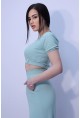 Crop - top от мек рипс в цвят мента 