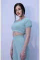 Crop - top от мек рипс в цвят мента 