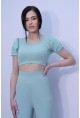 Crop - top от мек рипс в цвят мента 