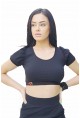 Черен crop top с буфан ръкав 