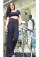 Черен crop top с буфан ръкав 