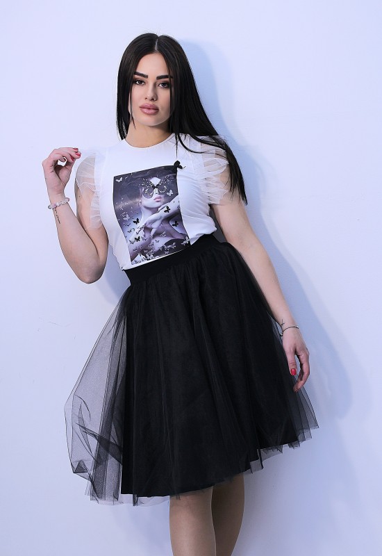 T-shirt Black and white butterfly 