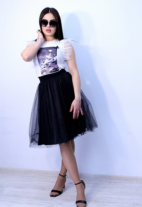 T-shirt Black and white butterfly 