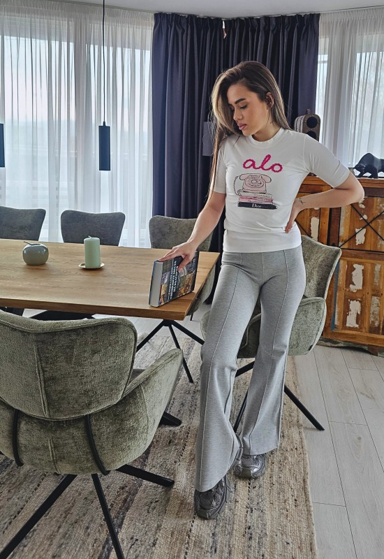  Панталон  чарлстон с висока талия Karana Amore – сив меланж