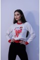Суитшърт в цвят ванилия с апликация Fashion 