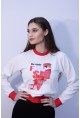 Суитшърт в цвят ванилия с апликация Fashion 
