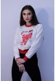 Суитшърт в цвят ванилия с апликация Fashion 