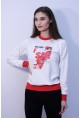 Суитшърт в цвят ванилия с апликация Fashion 