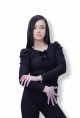 Черна блуза с буфан ръкав от пунто- милано памучна материя 