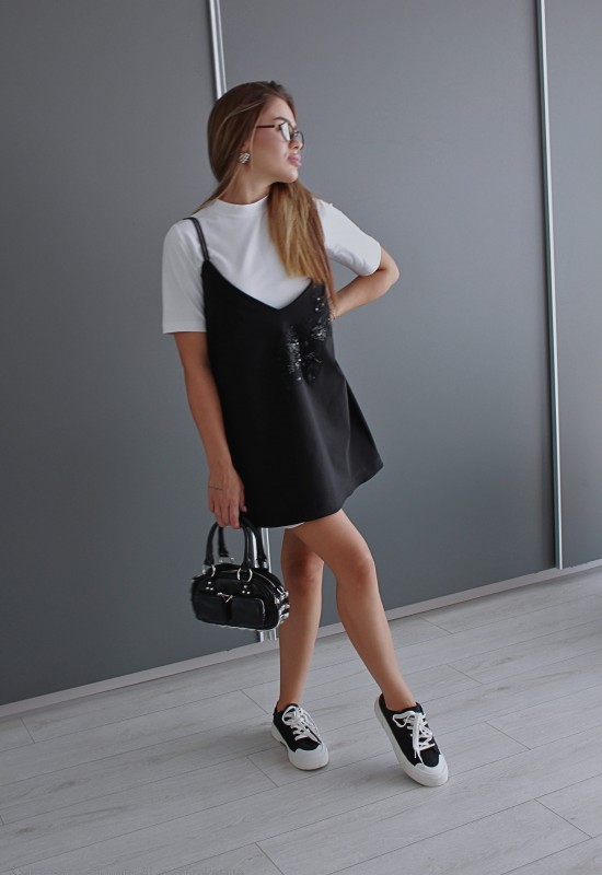 Къса рокля Karana black от две части 
