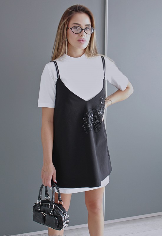 Къса рокля Karana black от две части 
