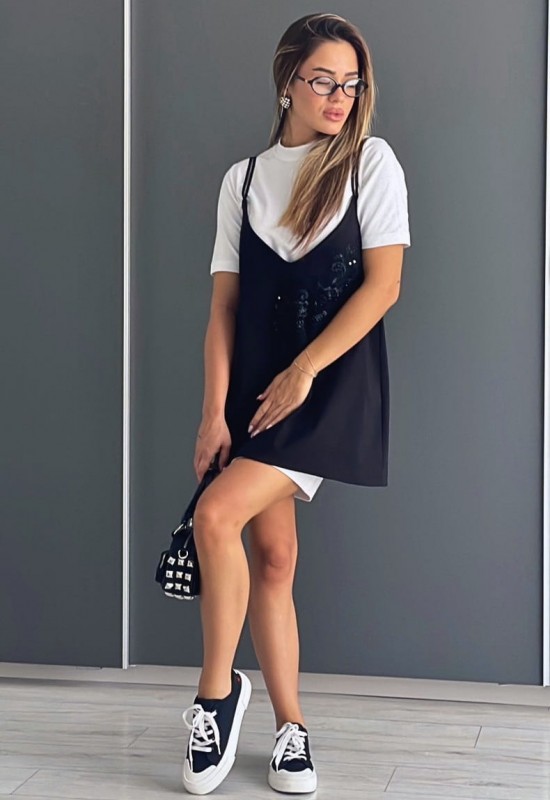 Къса рокля Karana black от две части 