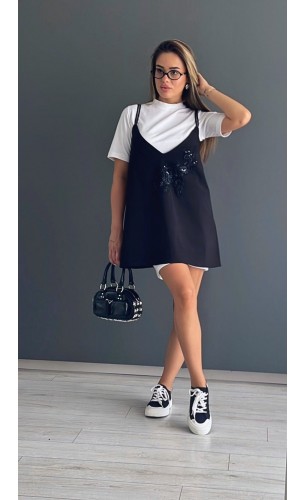 Къса рокля Karana black от две части 