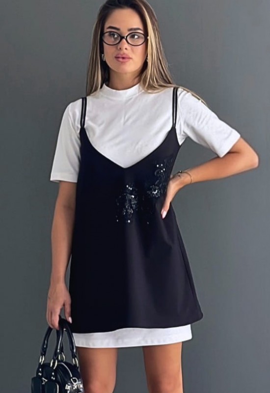 Къса рокля Karana black от две части 