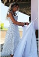 Дълга рокля Whisper in white с черни цветчета 