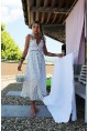 Дълга рокля Whisper in white с черни цветчета 