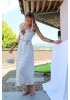 Дълга рокля Whisper in white с черни цветчета 